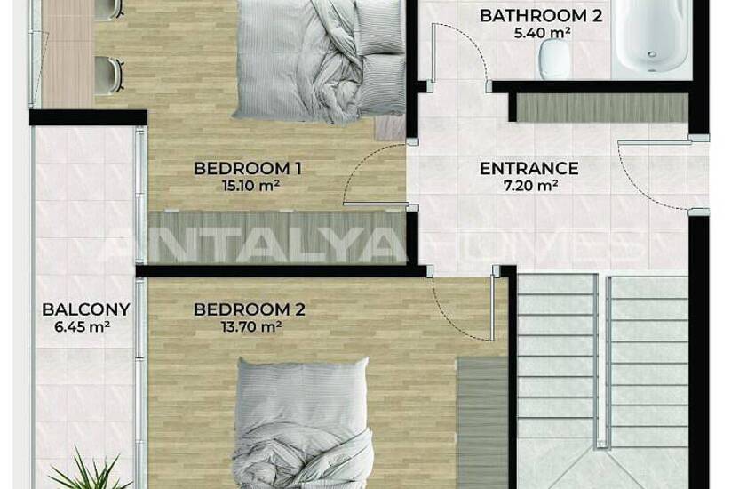 Detached Houses with Sea Views and Pools in Alanya Tepe 25