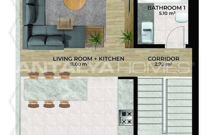 Detached Houses with Sea Views and Pools in Alanya Tepe 26