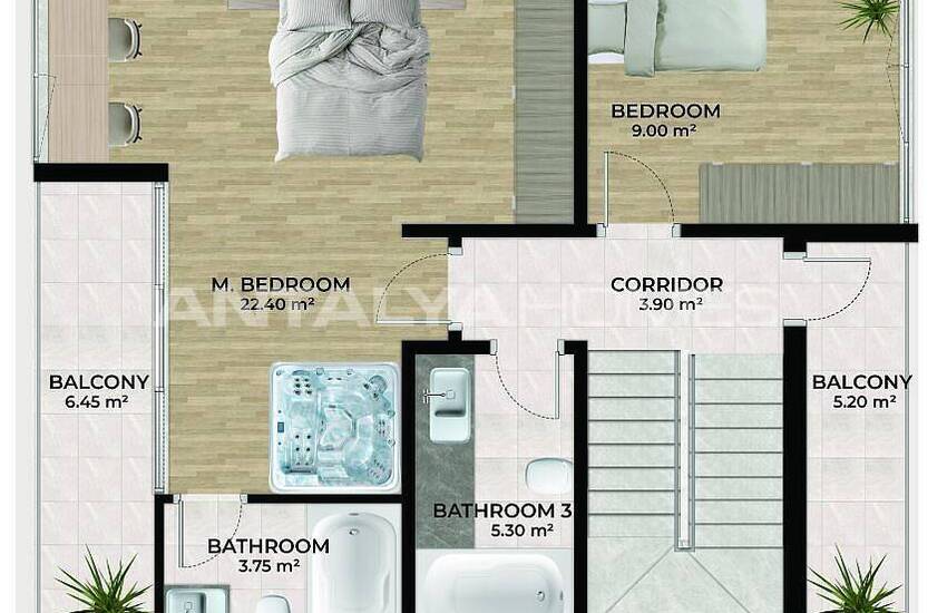 Detached Houses with Sea Views and Pools in Alanya Tepe 27