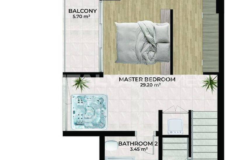 Detached Houses with Sea Views and Pools in Alanya Tepe 28