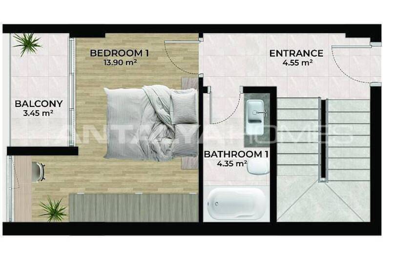 Detached Houses with Sea Views and Pools in Alanya Tepe 30