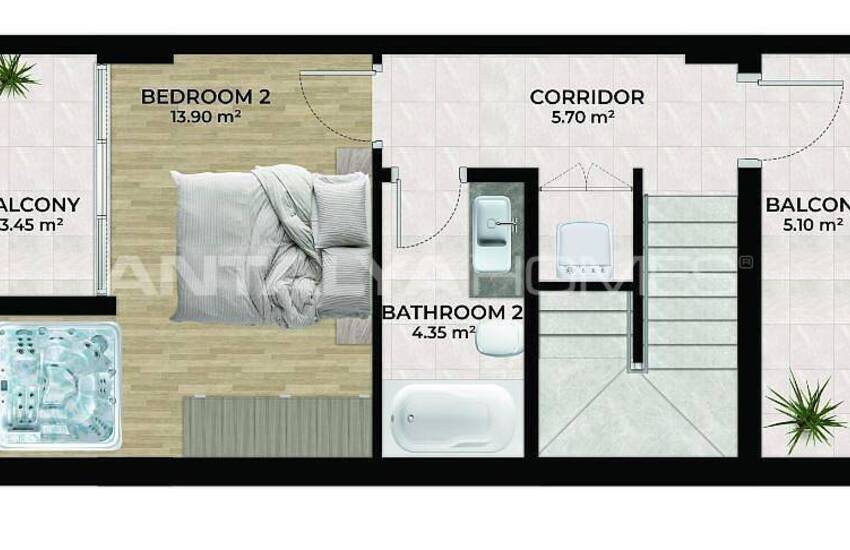 Detached Houses with Sea Views and Pools in Alanya Tepe 31