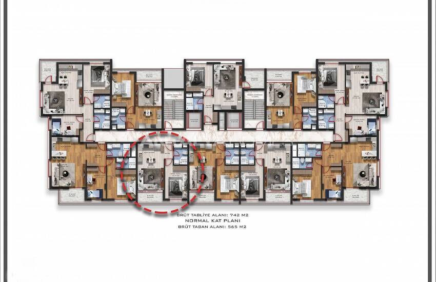 Apartments in Vista Premium Project with Security in Konyaalti 61