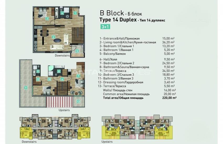 Apartments in a Complex with Parking Lot in Konyaalti Antalya 27