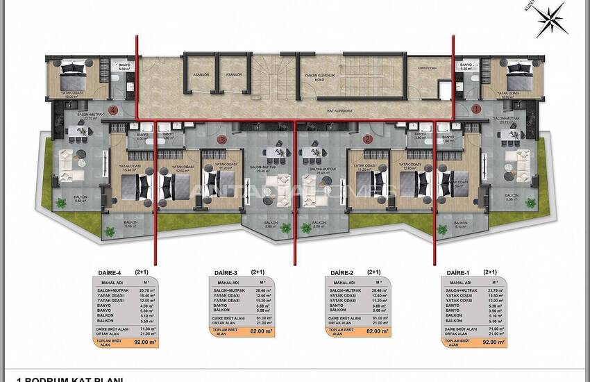 Alanya Demirtaş'ta Saunalı ve Havuzlu Site İçinde Daireler 12