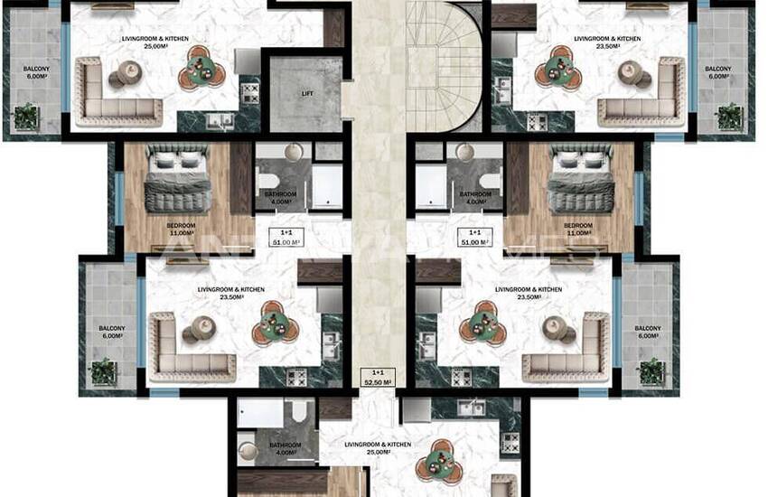 Apartments with Pool Views Near Airport in Altintas Antalya 17