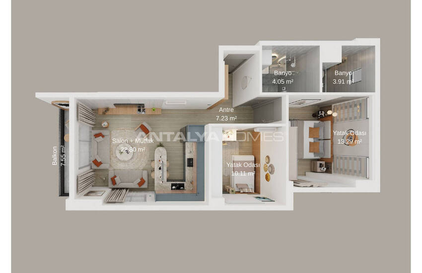 آپارتمان با باغ خصوصی و حمام اختصاصی در آنتالیا 23