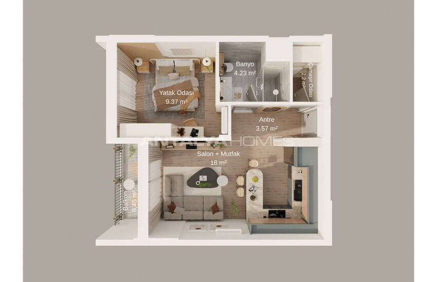 آپارتمان با باغ خصوصی و حمام اختصاصی در آنتالیا 24