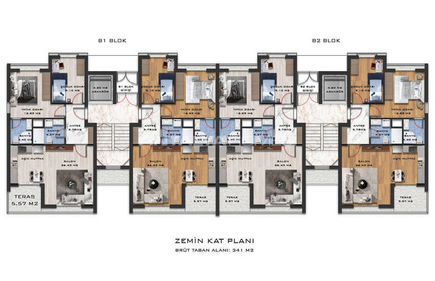 Antalya Kepez'de Havuzlu Sitede Yerden Isıtmalı Daireler 37