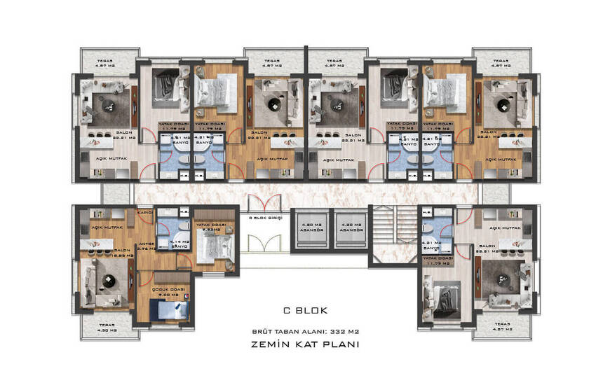 Wohnungen Mit Fußbodenheizung In Einem Komplex In Antalya 39