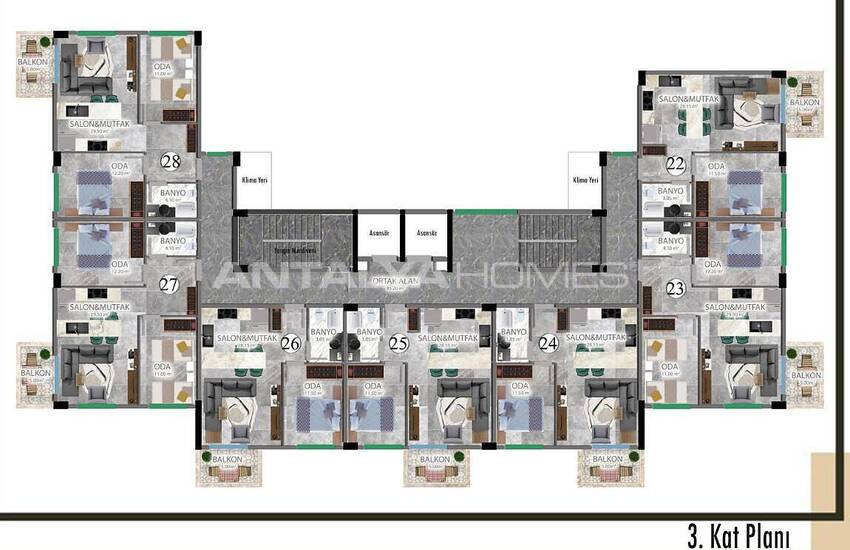 Cozy Apartments in a Complex with Pool in Payallar Alanya 16
