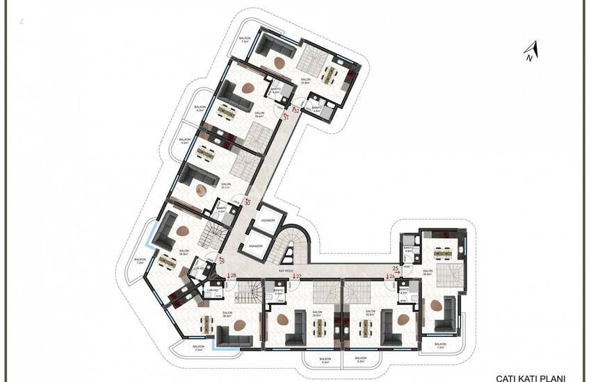 Flats for Sale in a Complex with Rich Features in Oba, Alanya 22