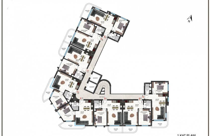 Flats for Sale in a Complex with Rich Features in Oba, Alanya 20