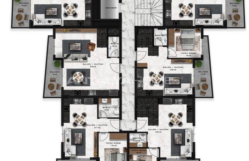 شقق مريحة مطلة على البحر في مجمع السكني مع مسبح في ألانيا 32