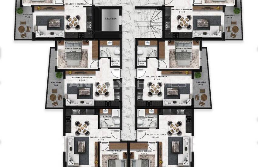 شقق مريحة مطلة على البحر في مجمع السكني مع مسبح في ألانيا 34