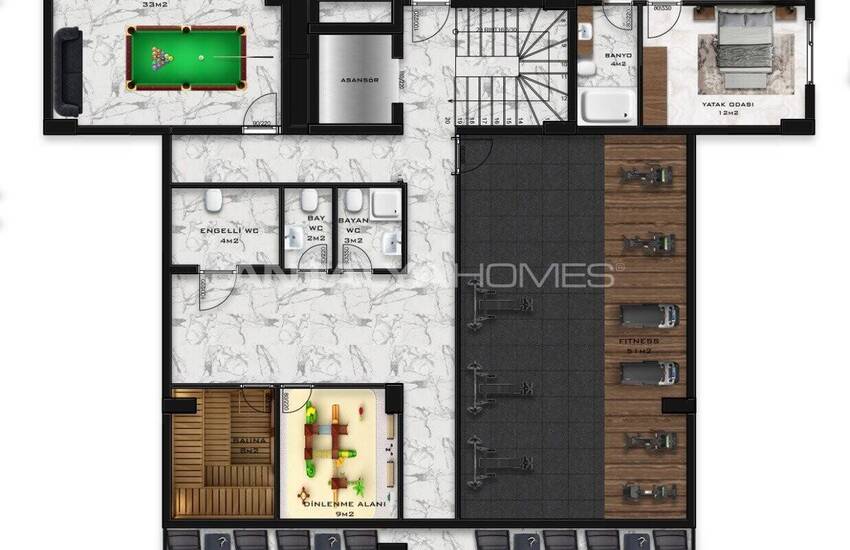 شقق مريحة مطلة على البحر في مجمع السكني مع مسبح في ألانيا 37