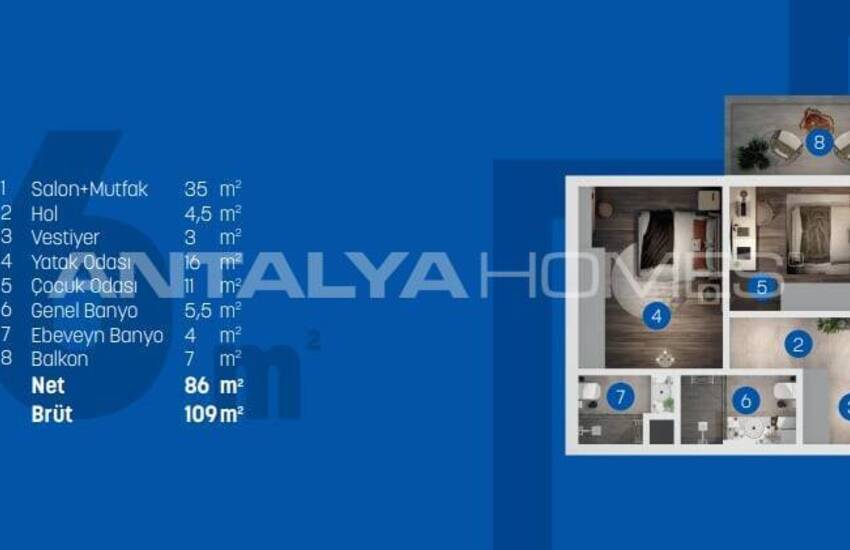 Antalya Altıntaş'ta Havuzlu Sitede Bahçe Kullanımlı Şık Daireler 27