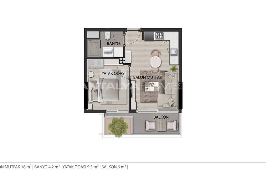 شقق بغرفة كبيرة على الطريق الرئيسي في أنطاليا ألتيناش 25
