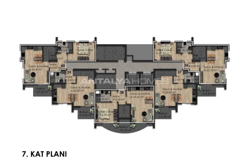 Apartments in a Complex with Security and Aquapark in Altintas 13