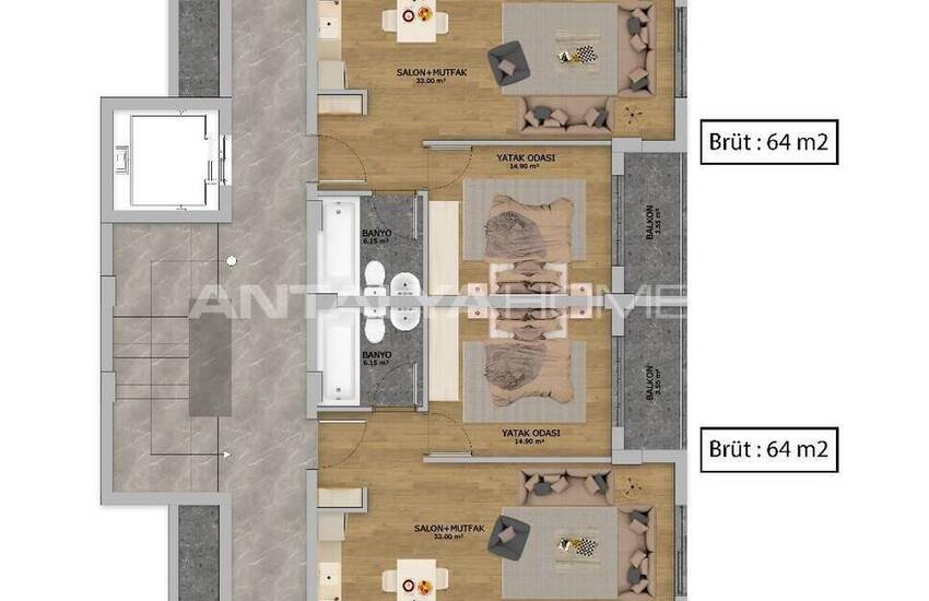 Lägenhet Med 1 Sovrum I Ett Komplex Med Pool I Antalya Altintas 30