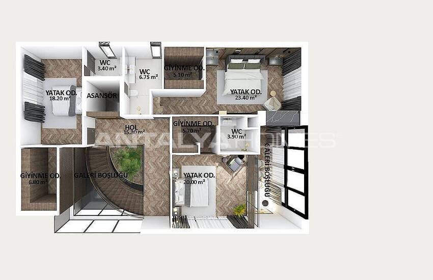 Villen Mit Fußbodenheizung Und Aufzug In Antalya Dosemealti 32