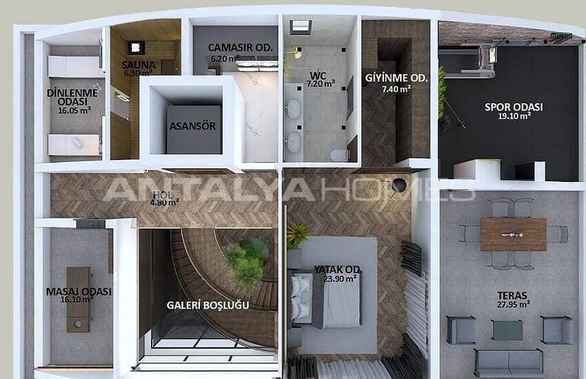 Villen Mit Fußbodenheizung Und Aufzug In Antalya Dosemealti 33