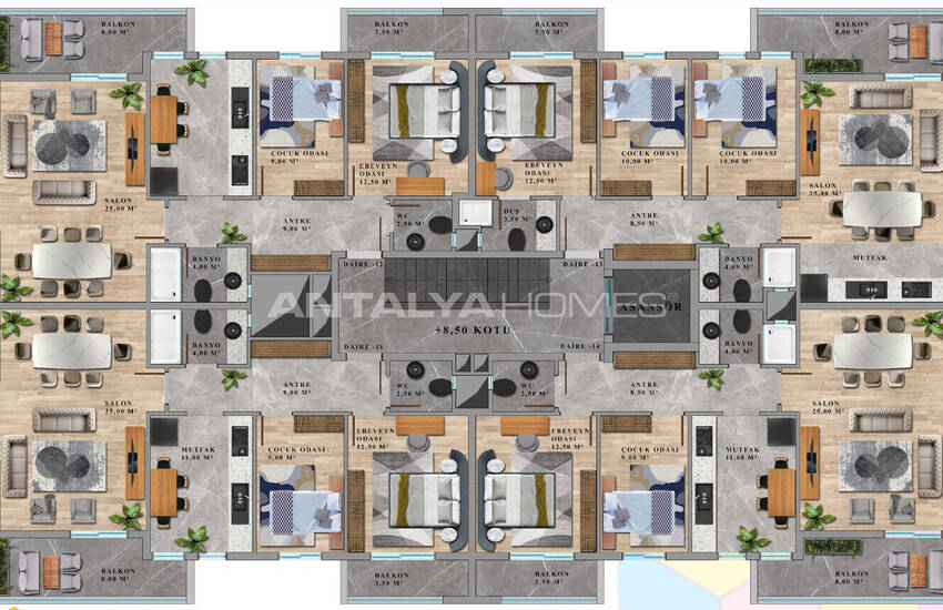 3-bedroom Apartments Close to the Sea in Antalya Muratpasa 15