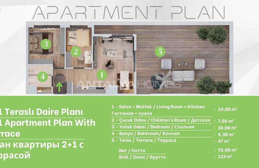 Investment Apartments with 400 M² Pool in Antalya Aksu 30