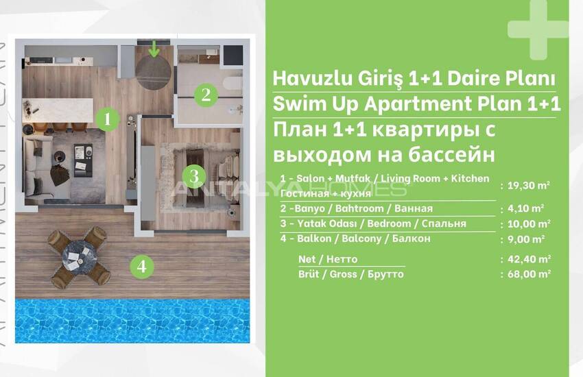 Investment Apartments with 400 M² Pool in Antalya Aksu 32