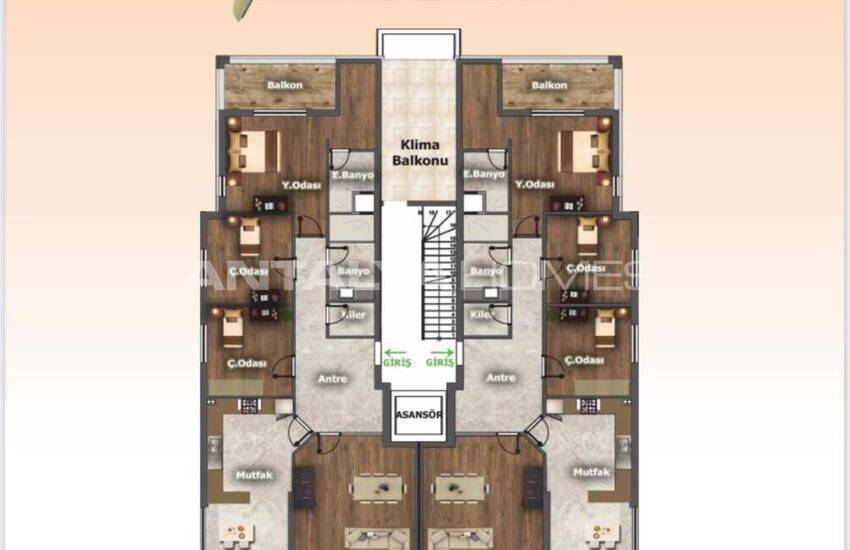 آپارتمان های شیک بزرگ در مجتمعی با آسانسور در آنتالیا 34
