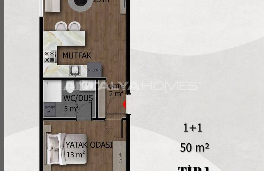 شقق حديثة البناء في بيليك في مجمع مع مسبح 45