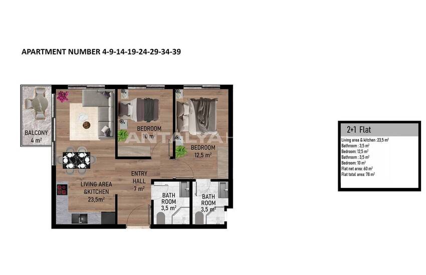 Apartments in a Complex in Alanya Kestel with Social Amenities 31