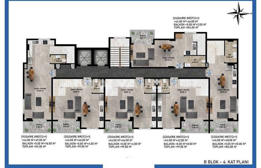 Alanya Mahmutlar'da Deniz Manzaralı Şık Tasarımlı Daireler 13