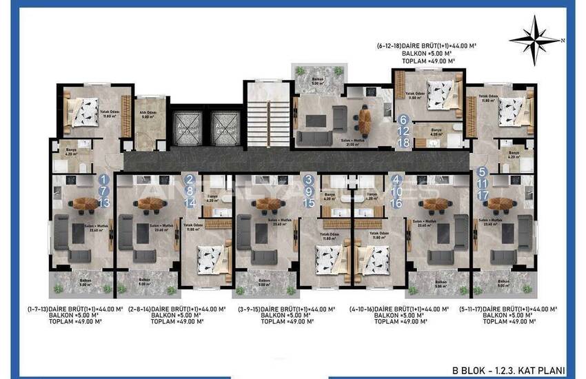 Alanya Mahmutlar'da Deniz Manzaralı Şık Tasarımlı Daireler 14
