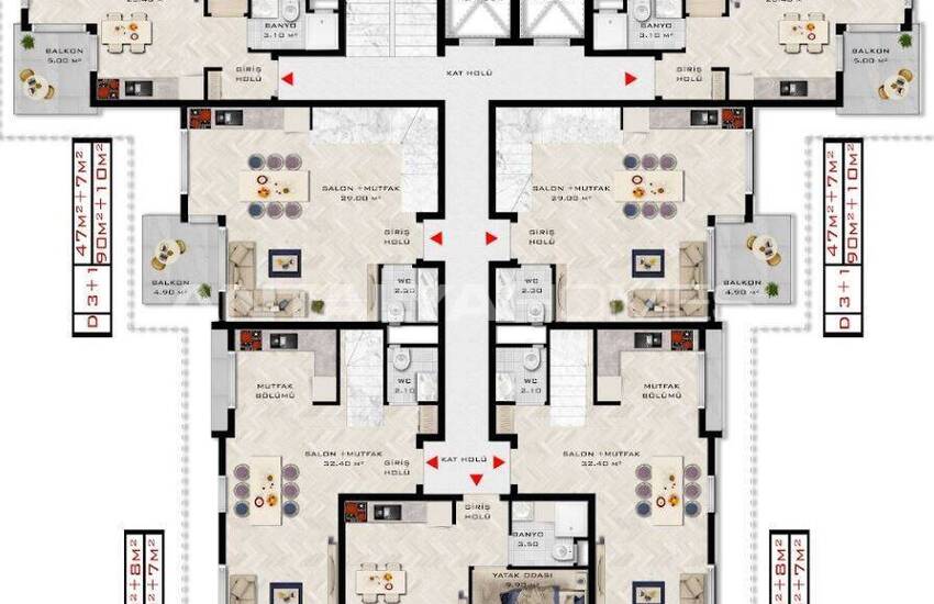 آپارتمان در یک مجتمع در آلانیا با امکانات اجتماعی غنی 7