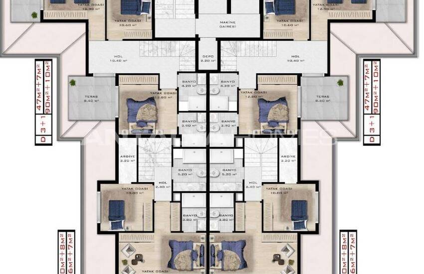 آپارتمان در یک مجتمع در آلانیا با امکانات اجتماعی غنی 8