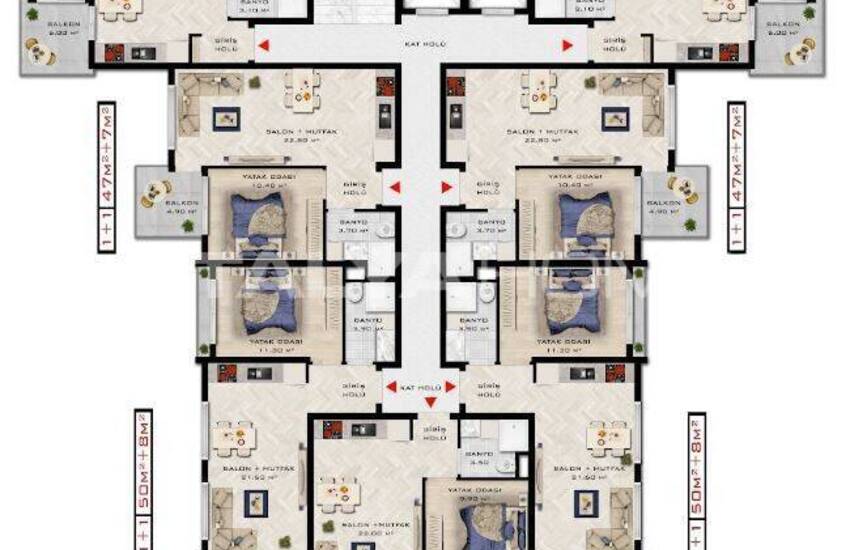 آپارتمان در یک مجتمع در آلانیا با امکانات اجتماعی غنی 9