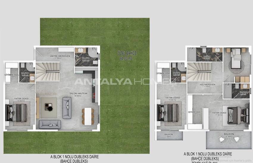 Erdgeschoss Und Duplex Penthouse Wohnungen In Alanya Bektas 32