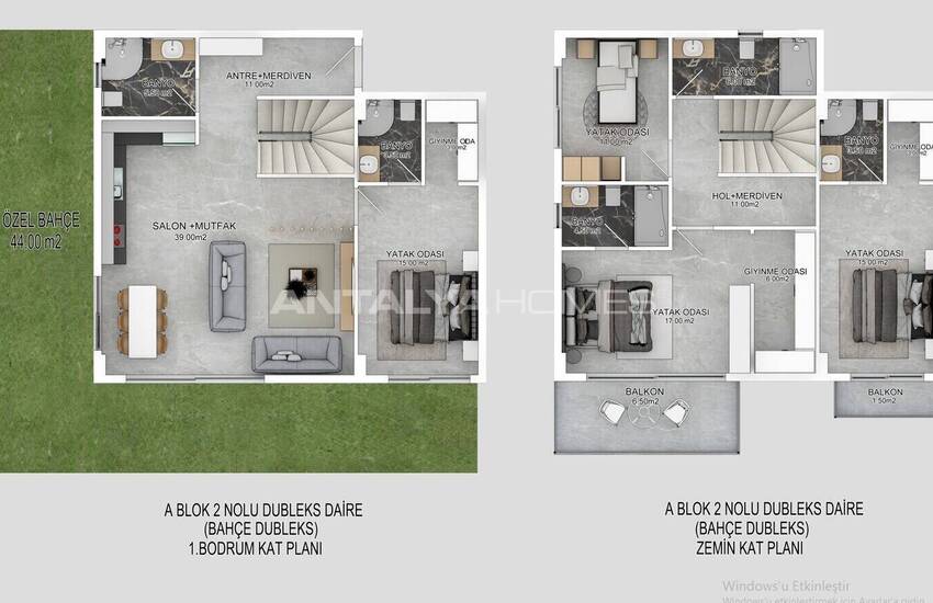 Erdgeschoss Und Duplex Penthouse Wohnungen In Alanya Bektas 33