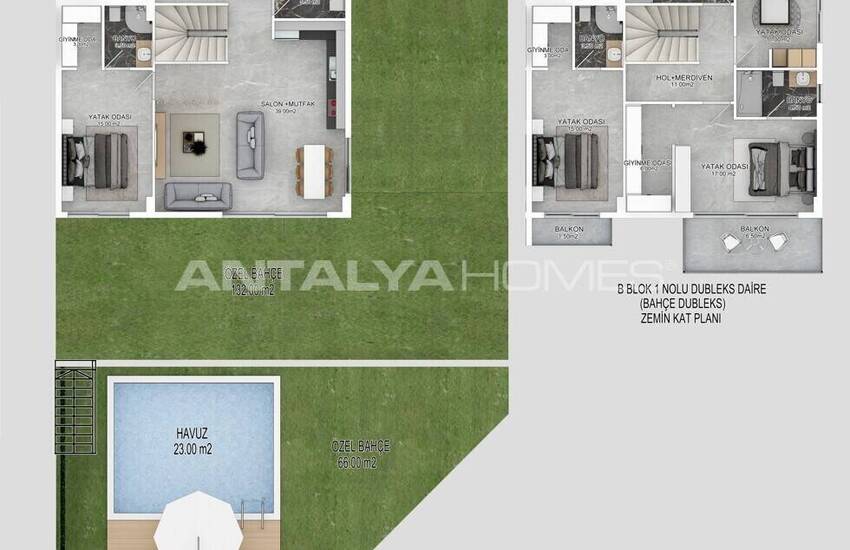 Erdgeschoss Und Duplex Penthouse Wohnungen In Alanya Bektas 36