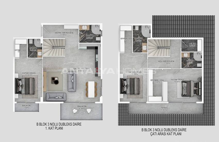 Erdgeschoss Und Duplex Penthouse Wohnungen In Alanya Bektas 38