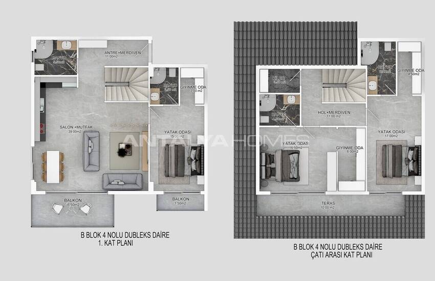 Erdgeschoss Und Duplex Penthouse Wohnungen In Alanya Bektas 39