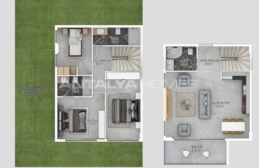 Erdgeschoss Und Duplex Penthouse Wohnungen In Alanya Bektas 22