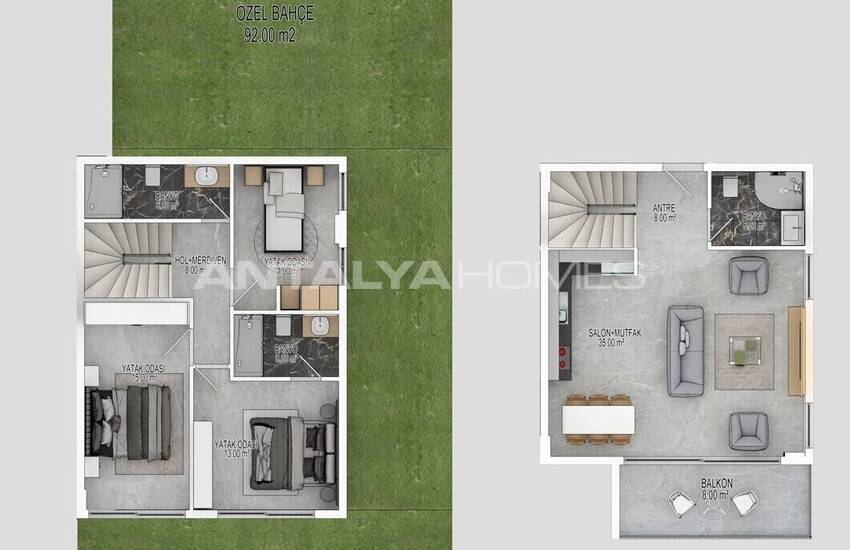 Erdgeschoss Und Duplex Penthouse Wohnungen In Alanya Bektas 24