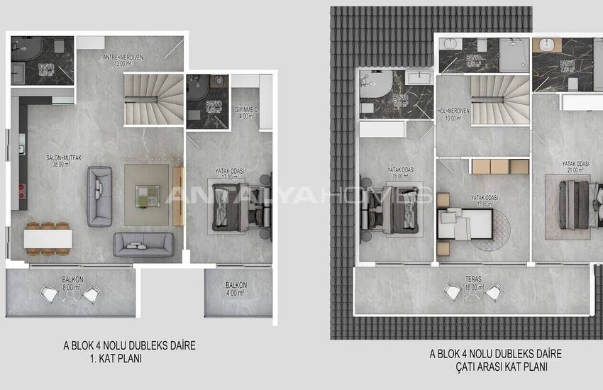 Erdgeschoss Und Duplex Penthouse Wohnungen In Alanya Bektas 25