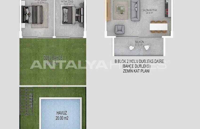 Erdgeschoss Und Duplex Penthouse Wohnungen In Alanya Bektas 28