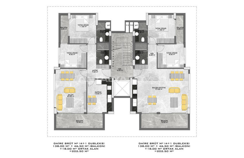 Flats in a Prestigiously Chic Complex in Kestel 46