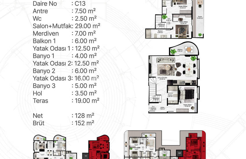 Alanya Kargıcak'ta Deniz ve Dağ Manzaralı Sitede Şık Daireler 31