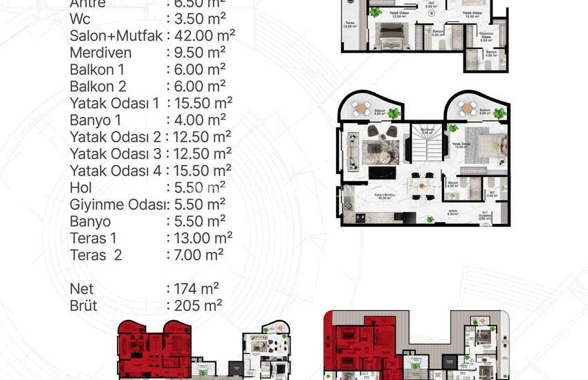 Alanya Kargıcak'ta Deniz ve Dağ Manzaralı Sitede Şık Daireler 33