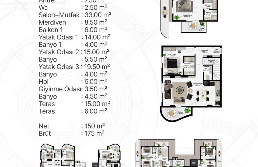 Alanya Kargıcak'ta Deniz ve Dağ Manzaralı Sitede Şık Daireler 36